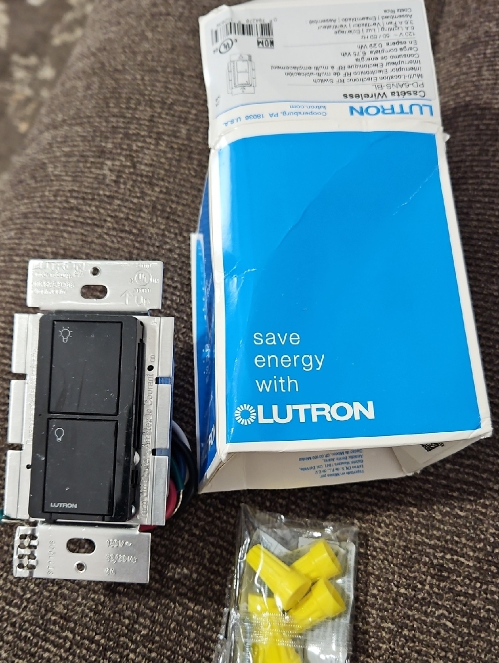 ❤️ NIB Lutron Dual Rocker Dimmer Switch in Black. NEW